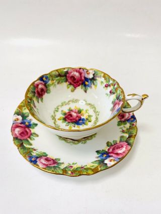 Paragon Tapestry Rose Double Warrant Teacup And Saucer Wide Mouth Scalloped