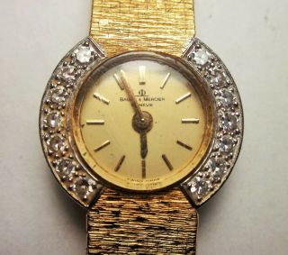 Vintage Baume & Mercier " Geneve ",  Diamonds,  18k Gold Bezel And Bracelet