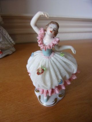 Volkstedt Dresden Laced Lady Ballerina Figurine 4 " Tall L2002a