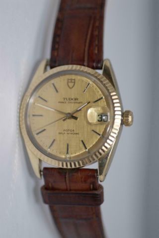 Rolex Tudor Prince Oysterdate 34mm Solid Gold Bezel Gp Watch Ref.  75205 Rare