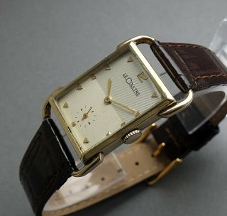 JAEGER LECOULTRE 14K Solid Gold Art Deco Gents Vintage Watch 1942 - STUNNING 3