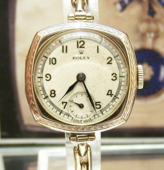 1928 Antique Vintage Swiss Rolex Solid Gold Watch & Band 3x Signed Seriviced