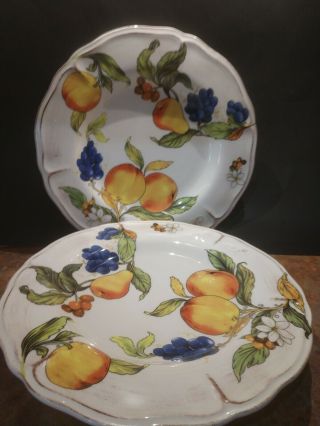 Gtb Home Handcrafted In Italy Tuscan Large Dinner Plates Set 2 Fruit Decor Wall