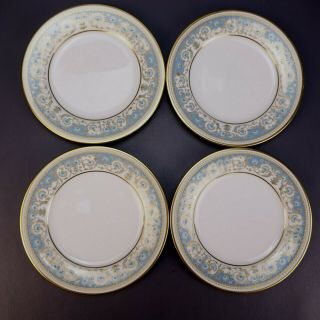 4 Pc Noritake 2045 Polonaise Bread Plate,  6 3/8 " Blue & Gold Floral 1969 - 1986