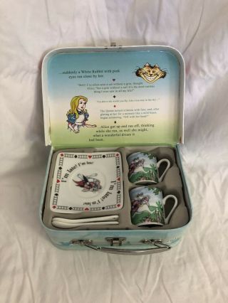 Paul Cardew Alice In Wonderland Child Tea Party Set For 2 China In Carrying Case