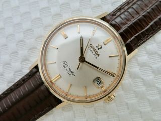 1966 Mens 14k Gold Omega Seamaster Deville Automatic Wristwatch Ll 6590 Cal.  563