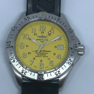 Breitling Ocean Automatic Yellow Dial Diver 40 Mm Ref A17345