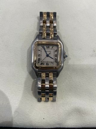 Cartier Panthere Two Tone 18k Yellow Gold & Stainless Midsize 1100 Quartz Watch