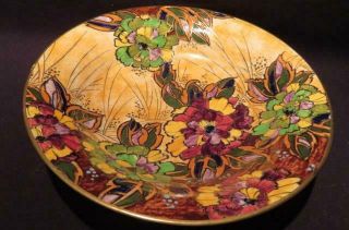 Royal Winton Grimwades Art Deco 11 " Luster Ware Floral Bowl Small Lip Repair