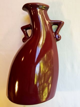 Vintage Signed Michael Lambert Art Pottery Figural Vase Maroon Glossy Repaired