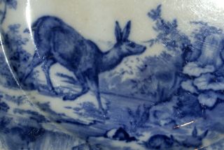 1875 William Brownfield & Son Deer Stag Blue & White Wildlife Plate 9.  5 