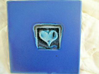 Michael Cohen Art Studio Pottery Tile - Cobalt Blue - " One Heart "