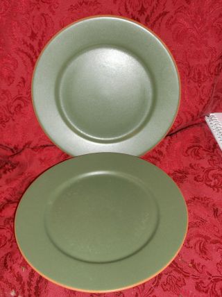 2 Casa Verde Green Terra Cotta Salad Plates.