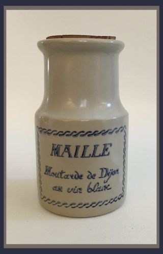Vtg French Mustard Jar Maille Crock Moutard De Dijon All Vin Blanc - W/cork Lid