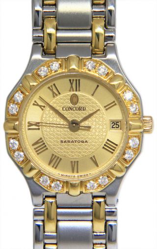 Concord Saratoga 18k Yellow Gold/steel Diamond Ladies Quartz Watch 15 - 73 - 287