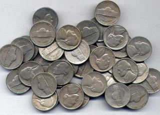 1938 S Jefferson Nickel Roll 40 Coins V.  G.  To V.  F.