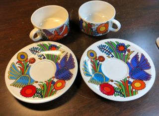 Two (2) Villeroy And Boch Acapulco Coffee / Tea Cups And Saucers