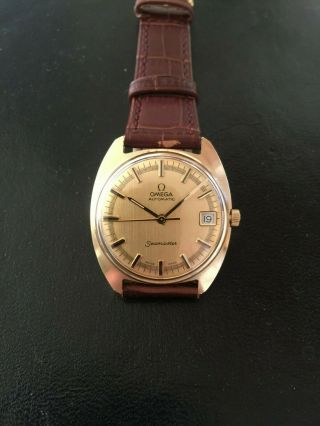 Vintage Omega Seamaster Automatic Date 14k Solid Yellow Gold Watch
