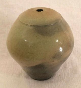 Raku Art Pottery Weed Pot Vase Signed Earth Tones