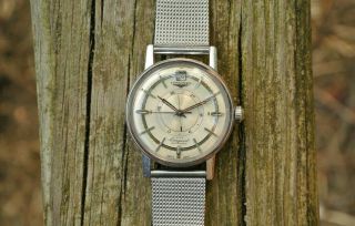 Vintage Longines Conquest 9035 Automatic Power Reserve Steel Silver Dial Cal.  294