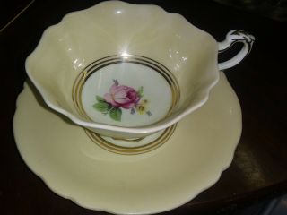 Paragon Tea Cup And Saucer Yellow With Pink And Yellow Roses -