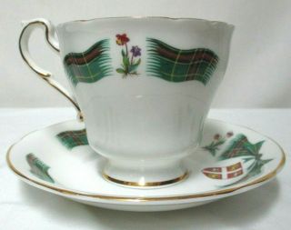 Royal Adderley Bone China Newfoundland Tartan Set Footed Cup & Saucer Vintage