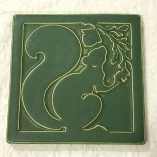 Carreaux Du Nord 6 " Squirrel Arts And Crafts Style Potterytile In Matte Green