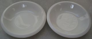Set Of 2 Franciscan Sea Sculptures White Bowls About 7 1/4 Inches Across Top
