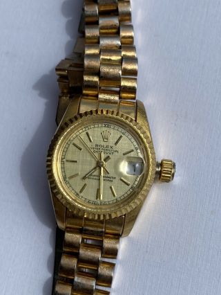 Ladies Rolex 18k Yellow Gold President Date Watch 6517 Best Deal Online