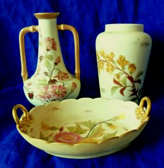 Royal Rudolstadt Of Germany Blush Ivory Type Porcelain Items Group Of Three