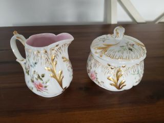 Gorgeous M R Limoges France Sugar And Creamer Roses Gold