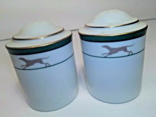 Noritake China Royal Hunt Pair Hunting Hound Holiday Salt & Pepper Shakers Excl