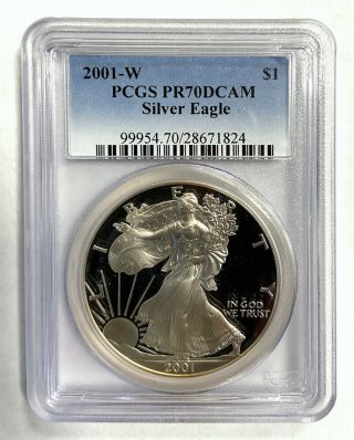2001 - W Proof Silver Eagle - Pcgs Pr70dcam