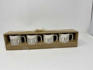Rae Dunn Espresso & Cafe Cups Mini Mug Set Of 4 Box Gift Set Espresso Mugs