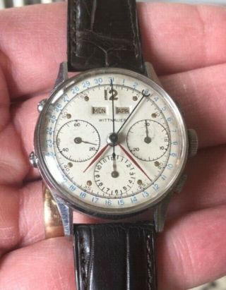 Wittnauer Chronograph,  Vintage Triple - Date Calendar Watch,  Valjoux 72c