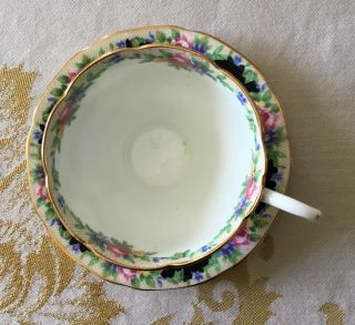 Paragon Black Flowers Tea Cup & Saucer 3