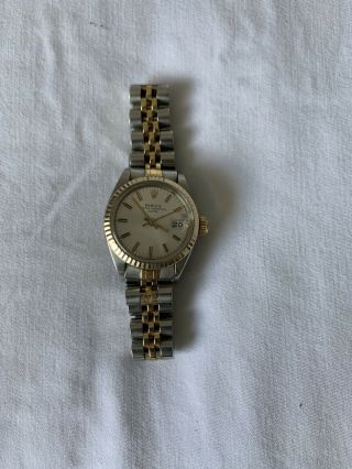 Ladies Oyster Perpetual Rolex Watch Two Tone 18k 6917 Model