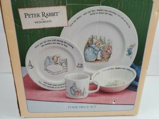 Beatrix Potter Peter Rabbit 4 Piece Set Dinnerware Dishes By Wedgewood England.