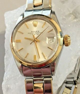 Vintage Rolex Ladies Oyster Perpetual Date 6516 Automatic Stainless Steel 1966