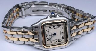 Cartier Panthere Two Tone 18k 2 Row Stainless Steel Gold 22mm Ladies Watch
