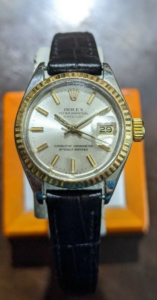 Ladies Two Tone Rolex Oyster Perpetual 1970 Date 18kt & Ss