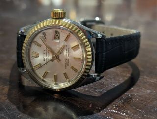 Ladies Two Tone Rolex Oyster Perpetual 1970 Date 18kt & SS 3