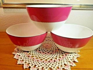3 - Lenox Kate Spade Gramercy Park Rutherford Circle Pink Soup - Cereal Bowls 5 - 7/8 "