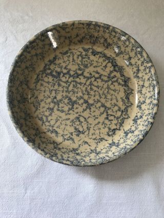 Robinson Ransbottom Pottery Roseville Ohio Blue Spongeware Pie Plate