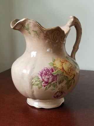 Antique Buffalo Pottery Porcelain Pitcher/vase 1904 - 1916 Cairo Pattern 7 " High