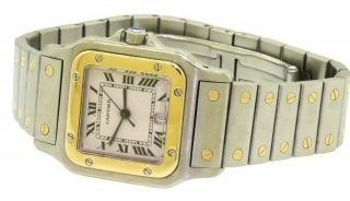 Cartier Santos 187901 SS/18K gold high fashion quartz men ' s watch w/ date 2