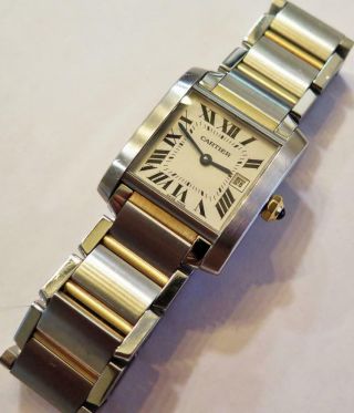 Cartier Tank Francaise 2465 Two Tone 18k Gold & S/s Mid Size 25mm