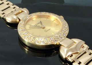 Ladies Geneve 14k Yellow Gold Diamond Pave Quartz Watch Elegant