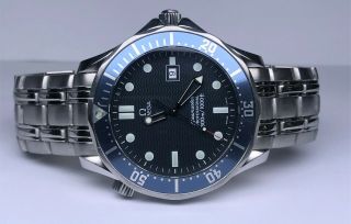 Omega Seamaster Professional Quartz James Bond Blue 300m 41mm Ss Watch Nr $0.  99
