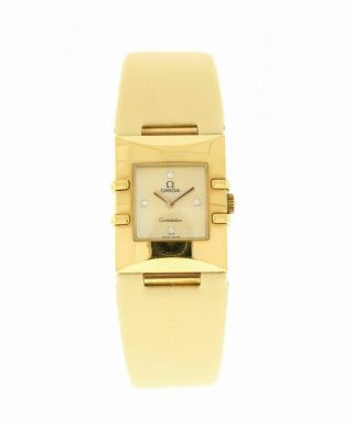 Omega Constellation 18k Yellow Gold Diamonds Watch Quadra Quartz Ladies Watch
